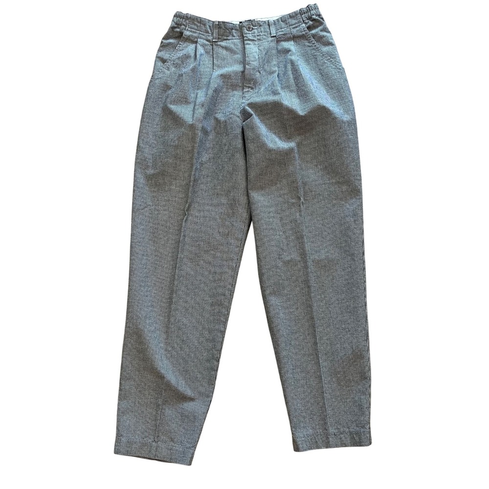 Vintage Lee‎ Pleated Tapered Houndstooth Pants Mens 32 Black White Wrinkle Free